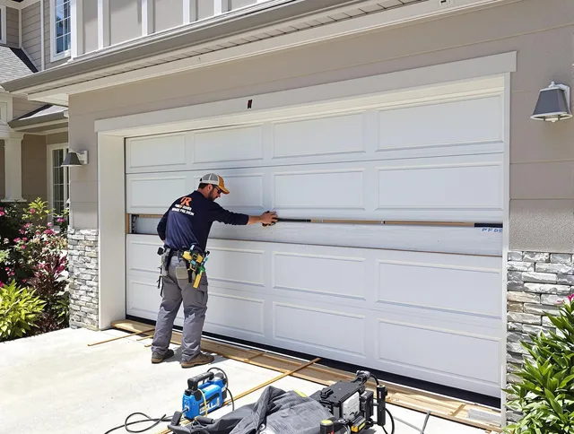 Solon Garage Door Repair team performing complete garage door replacement at Solon residence