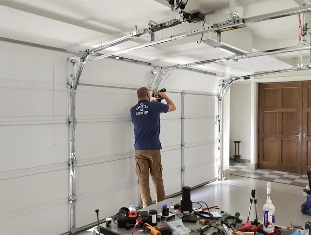 Solon Garage Door Repair certified technician performing precision garage door repair in Solon