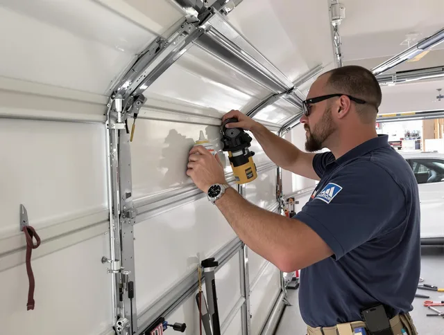 Solon Garage Door Repair technician quieting a noisy garage door in Solon