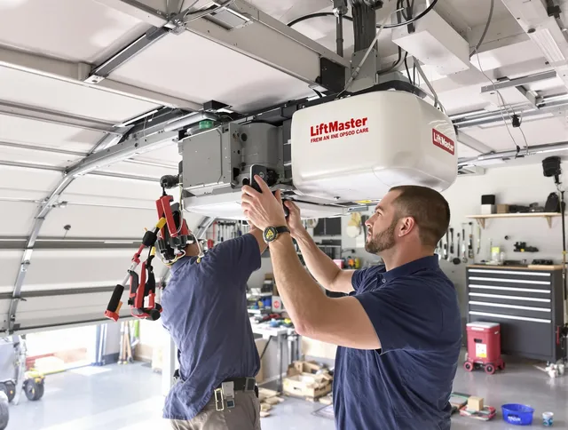 Solon Garage Door Repair technician performing advanced diagnostics on garage opener in Solon