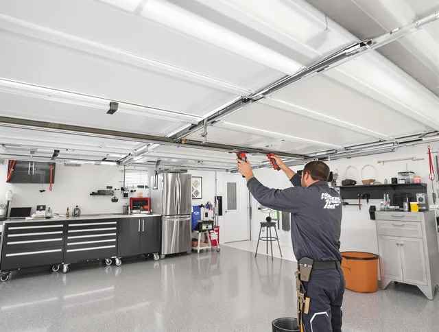 Overhead garage door repair service by Solon Garage Door Repair in Solon
