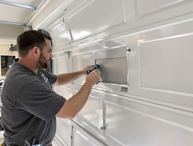Garage door panel repair by Solon Garage Door Repair in Solon